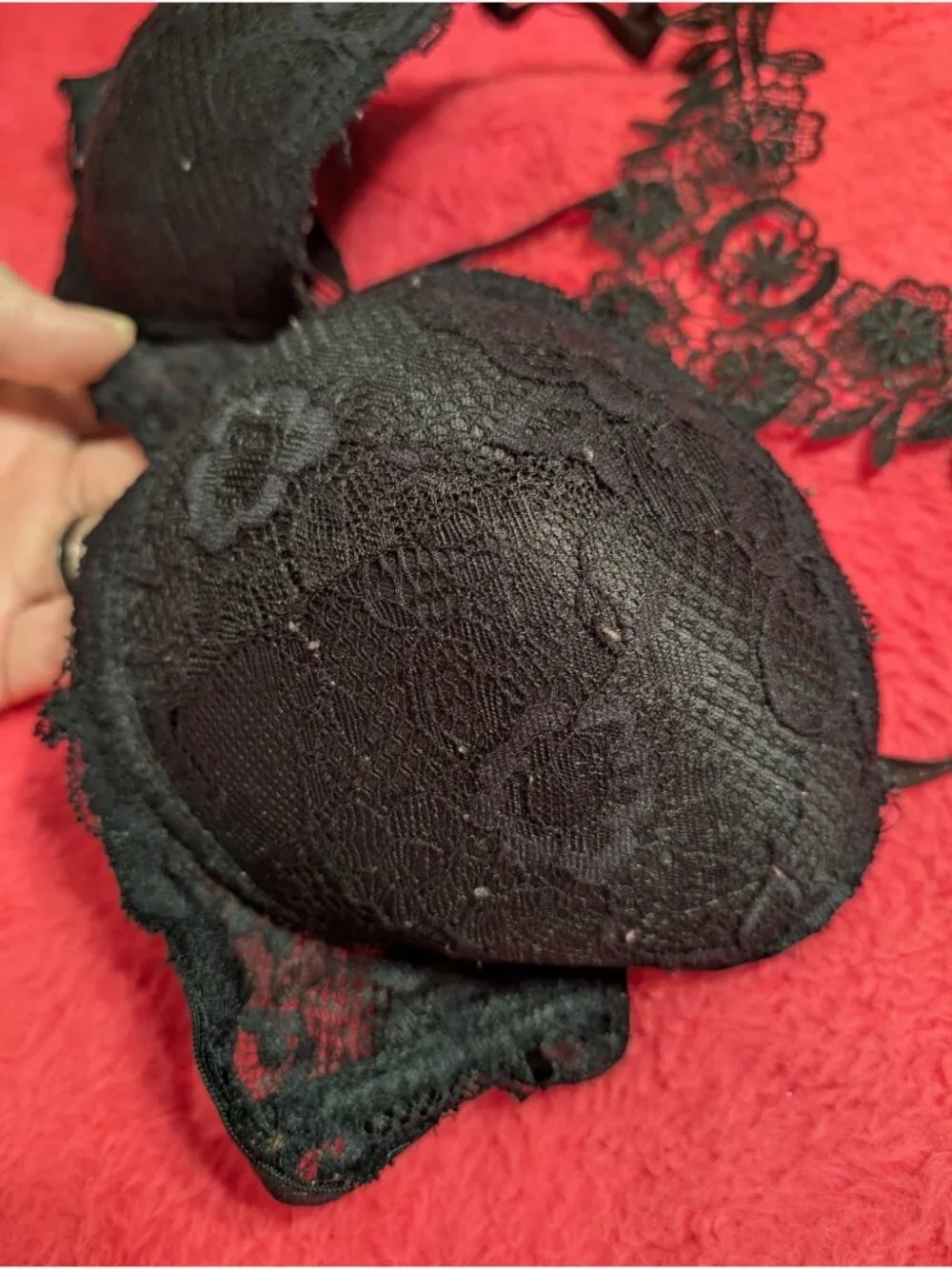Jezebel Womens 34B Black Lace Racerback Floral Embroidered Push Up Bra J5678
